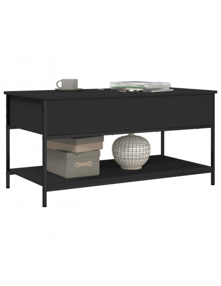 Tavolino da Salotto Nero 100x50x50cm Legno Multistrato Metallo