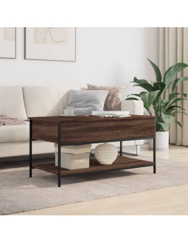 Tavolino Salotto Rovere Marrone 100x50x50cm Multistrato Metallo