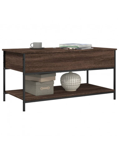 Tavolino Salotto Rovere Marrone 100x50x50cm Multistrato Metallo