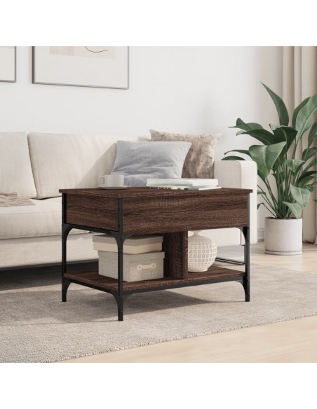 Tavolino Salotto Rovere Marrone 70x50x50cm Multistrato Metallo