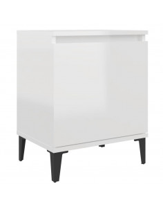 Comodino con Gambe in Metallo Bianco Lucido 40x30x50 cm 2