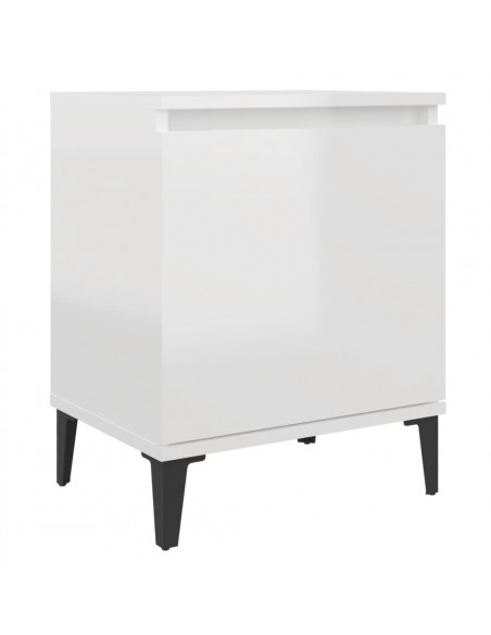 Comodino con Gambe in Metallo Bianco Lucido 40x30x50 cm