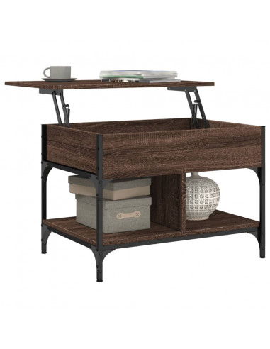 Tavolino Salotto Rovere Marrone 70x50x50cm Multistrato Metallo