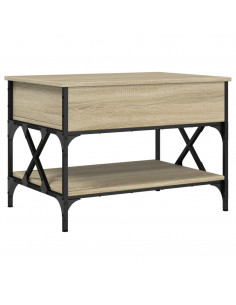 Tavolino Salotto Rovere Sonoma 70x50x50 cm Multistrato Metallo 2