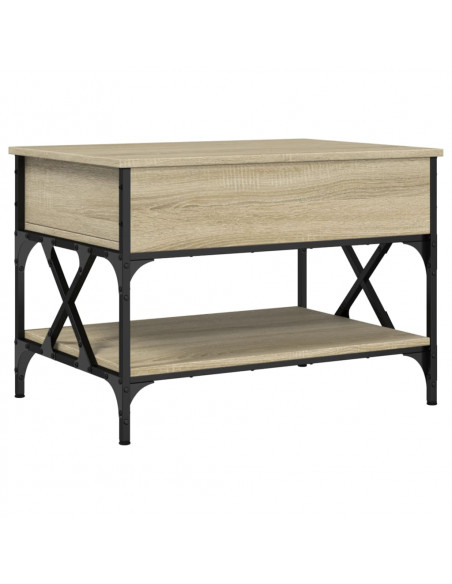 Tavolino Salotto Rovere Sonoma 70x50x50 cm Multistrato Metallo