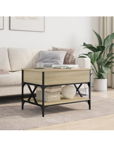 Tavolino Salotto Rovere Sonoma 70x50x50 cm Multistrato Metallo