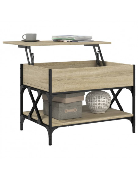 Tavolino Salotto Rovere Sonoma 70x50x50 cm Multistrato Metallo