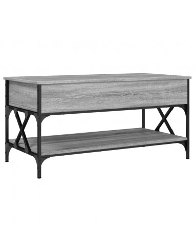 Tavolino Salotto Grigio Sonoma 100x50x50 cm Multistrato Metallo