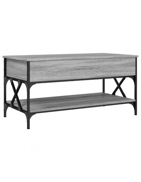 Tavolino Salotto Grigio Sonoma 100x50x50 cm Multistrato Metallo