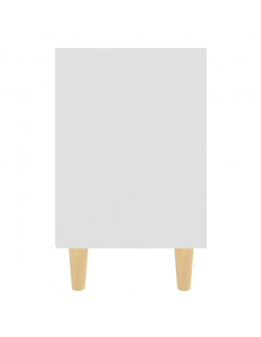 Comodino con Gambe in Legno Massello Bianco 40x30x50 cm