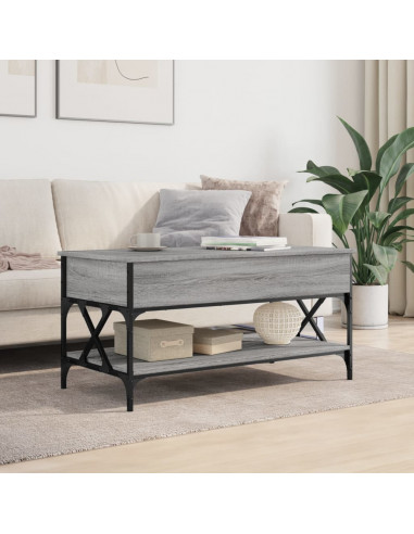 Tavolino Salotto Grigio Sonoma 100x50x50 cm Multistrato Metallo