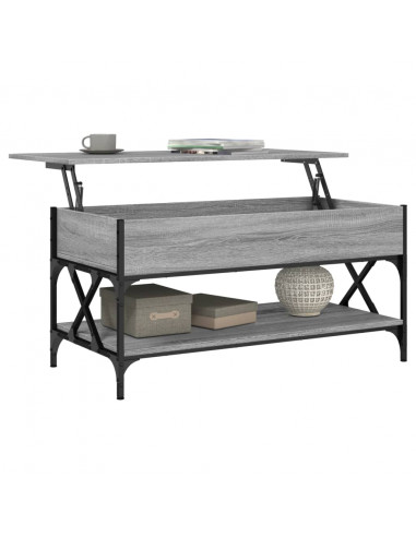 Tavolino Salotto Grigio Sonoma 100x50x50 cm Multistrato Metallo