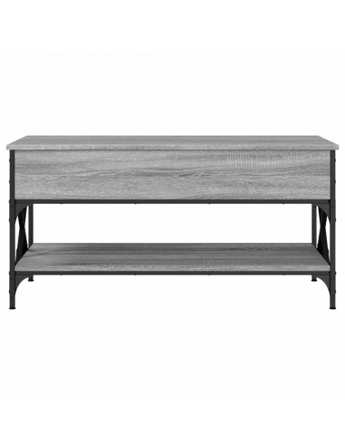 Tavolino Salotto Grigio Sonoma 100x50x50 cm Multistrato Metallo