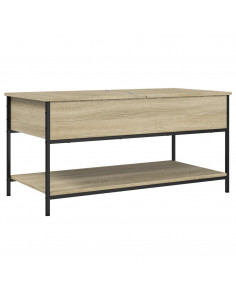Tavolino Salotto Rovere Sonoma 100x50x50 cm Multistrato Metallo 2