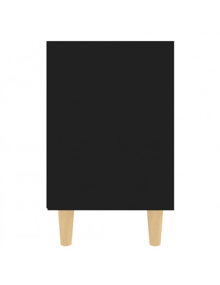 Comodino con Gambe in Legno Massello Nero 40x30x50 cm