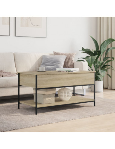 Tavolino Salotto Rovere Sonoma 100x50x50 cm Multistrato Metallo