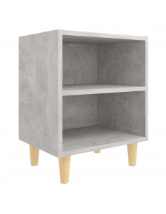 Comodino con Gambe in Legno Massello Grigio Cemento 40x30x50 cm 2