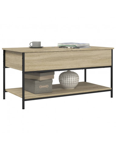 Tavolino Salotto Rovere Sonoma 100x50x50 cm Multistrato Metallo