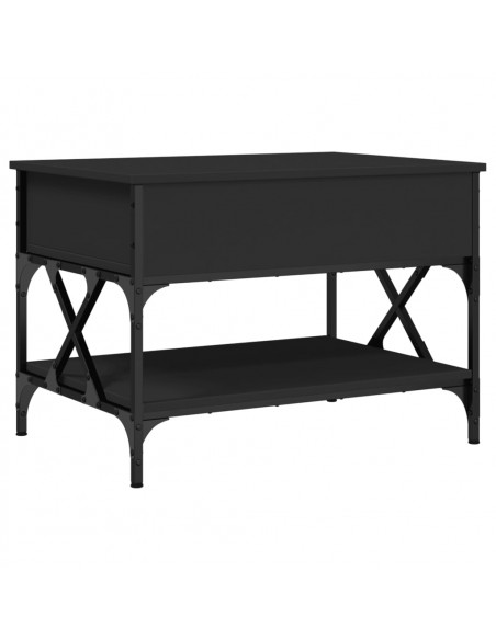 Tavolino da Salotto Nero 70x50x50cm Legno Multistrato Metallo