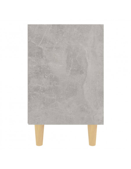 Comodino con Gambe in Legno Massello Grigio Cemento 40x30x50 cm