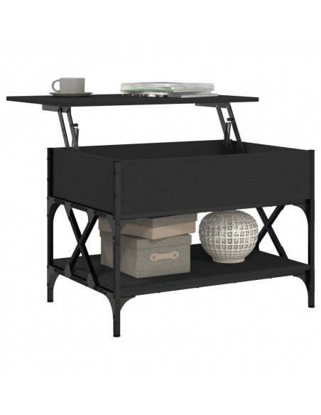 Tavolino da Salotto Nero 70x50x50cm Legno Multistrato Metallo