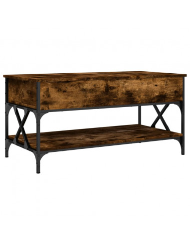 Tavolino Salotto Rovere Fumo 100x50x50 cm Multistrato e Metallo