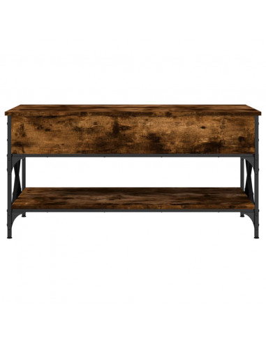 Tavolino Salotto Rovere Fumo 100x50x50 cm Multistrato e Metallo