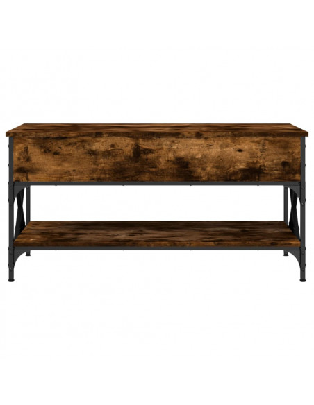Tavolino Salotto Rovere Fumo 100x50x50 cm Multistrato e Metallo