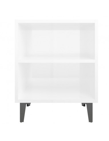 Comodino con Gambe in Metallo Bianco Lucido 40x30x50 cm