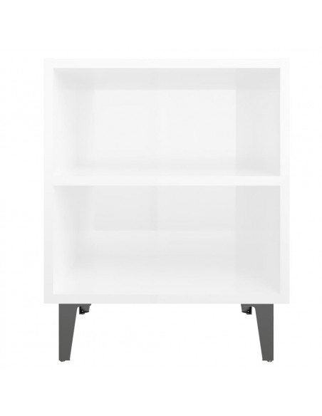 Comodino con Gambe in Metallo Bianco Lucido 40x30x50 cm