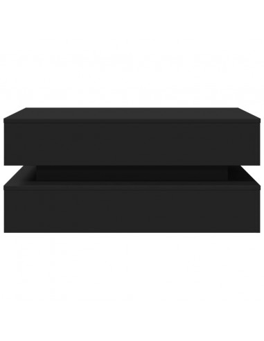 Tavolino da Soggiorno con Luci LED Nero 90x50x40 cm