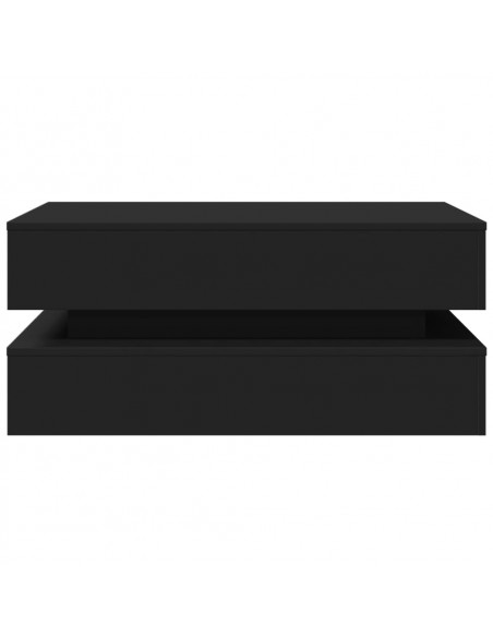 Tavolino da Soggiorno con Luci LED Nero 90x50x40 cm