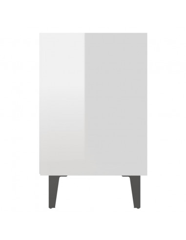 Comodino con Gambe in Metallo Bianco Lucido 40x30x50 cm