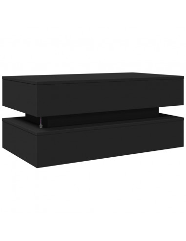 Tavolino da Soggiorno con Luci LED Nero 90x50x40 cm