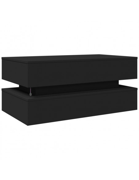 Tavolino da Soggiorno con Luci LED Nero 90x50x40 cm