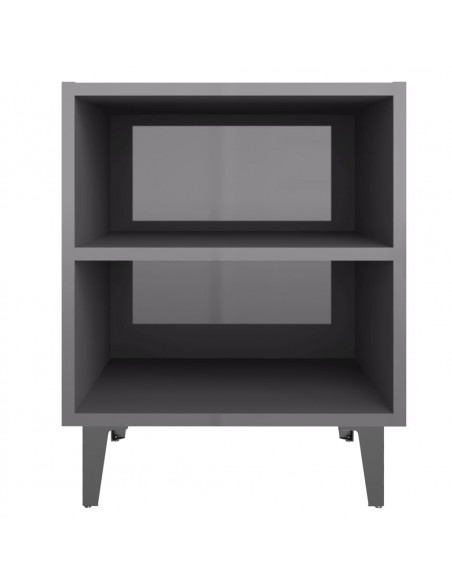 Comodino con Gambe in Metallo Grigio Lucido 40x30x50 cm