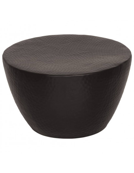 Tavolino da Salotto in Alluminio Martellato Ø 50x30 cm Nero
