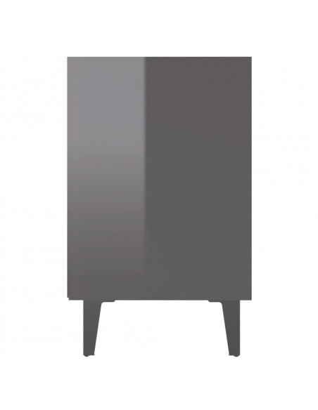 Comodino con Gambe in Metallo Grigio Lucido 40x30x50 cm