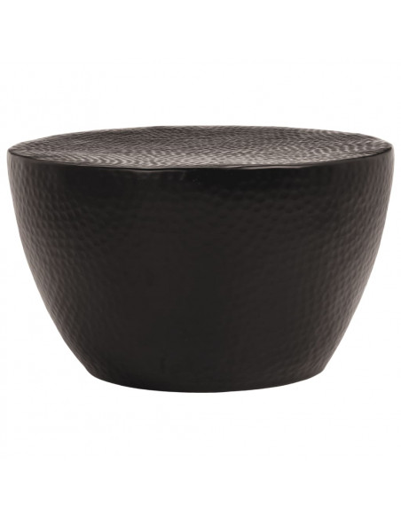 Tavolino da Salotto in Alluminio Martellato Ø 50x30 cm Nero