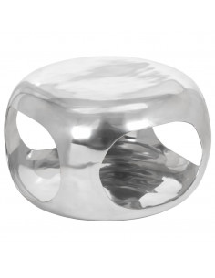 Tavolino da Salotto in Alluminio 50x50x30 cm Argento 2