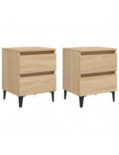 Comodini 2pz Rovere Sonoma 40x35x50 cm in Legno Multistrato 2