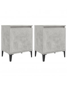 Comodini con Gambe in Metallo Grigio Cemento 40x30x50 cm 2