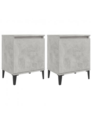 Comodini con Gambe in Metallo Grigio Cemento 40x30x50 cm