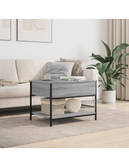 Tavolino Salotto Grigio Sonoma 70x50x50 cm Multistrato Metallo