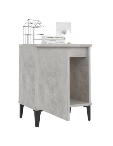 Comodini con Gambe in Metallo Grigio Cemento 40x30x50 cm