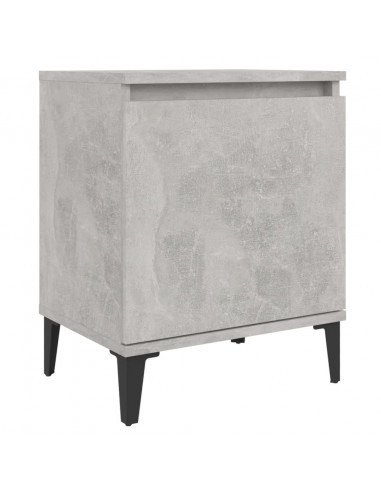 Comodini con Gambe in Metallo Grigio Cemento 40x30x50 cm