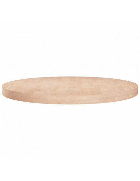 Piano Tavolo Rotondo Ø80x4 cm Massello di Rovere Non Trattato