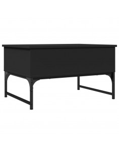 Tavolino da Salotto Nero 70x50x40 cm Legno Multistrato Metallo 2