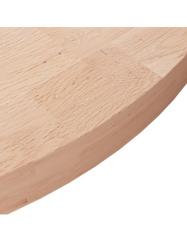 Piano Tavolo Rotondo Ø80x4 cm Massello di Rovere Non Trattato
