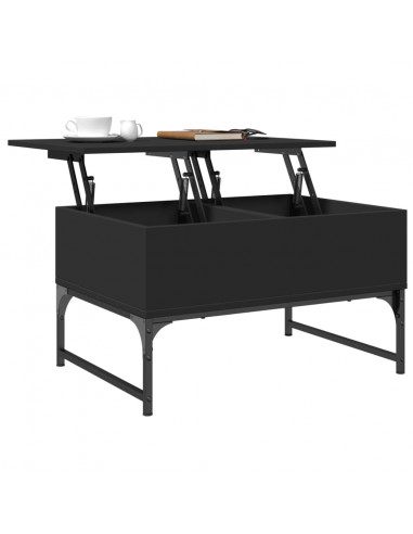 Tavolino da Salotto Nero 70x50x40 cm Legno Multistrato Metallo